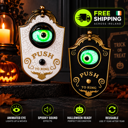 👁️ EyeGlow™ Haunted Doorbell — Light & Sound Halloween Decoration 🎃